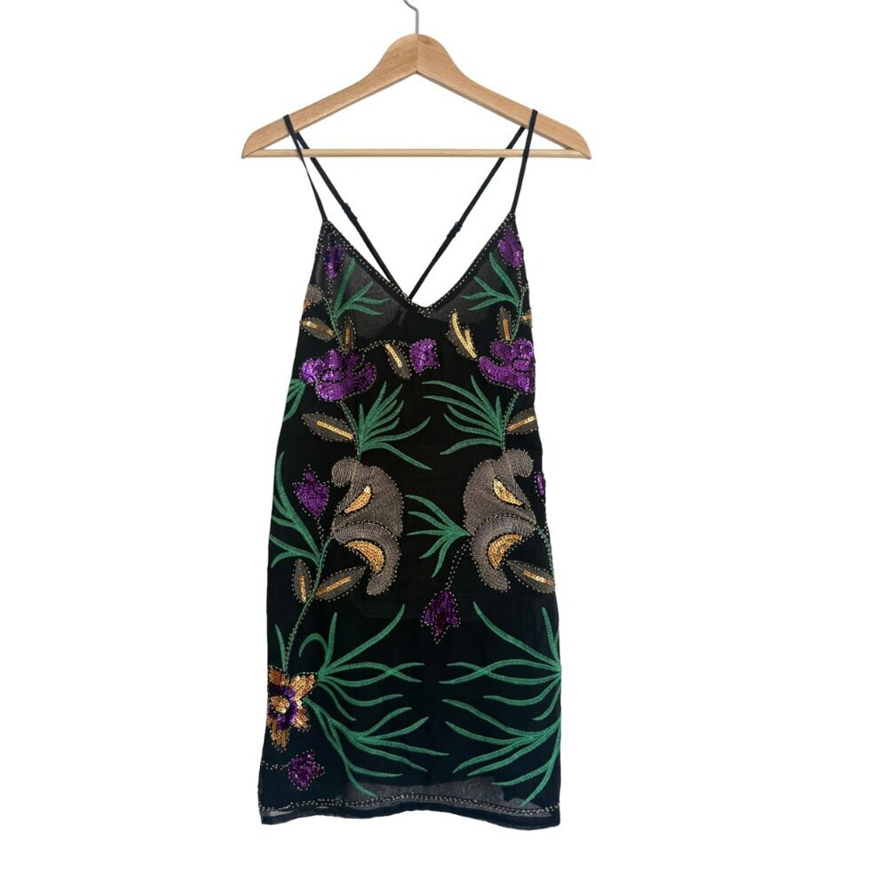 Nasty Gal | Embellished Sequin Floral Mini Dress Size 2 NWOT